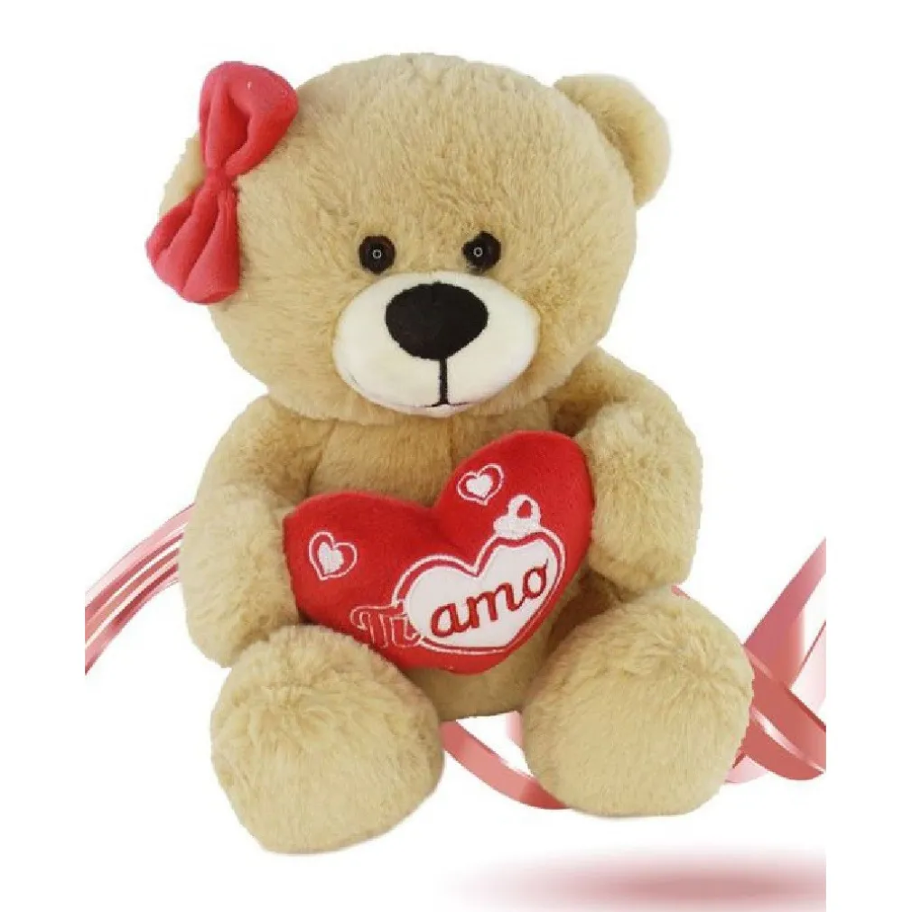 ORSETTO ORSA PELUCHE CON CUORE SCRITTA TI AMO FIOCCO 22 CM SAN VALENTINO 92614