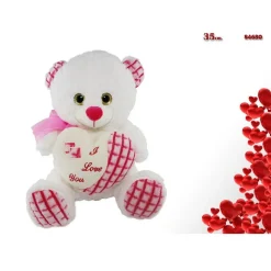 ORSO 35CM PELUCHE PUPAZZO CUORE SCRITTA "I LOVE YOU" FIOCCO SAN VALENTINO 84680