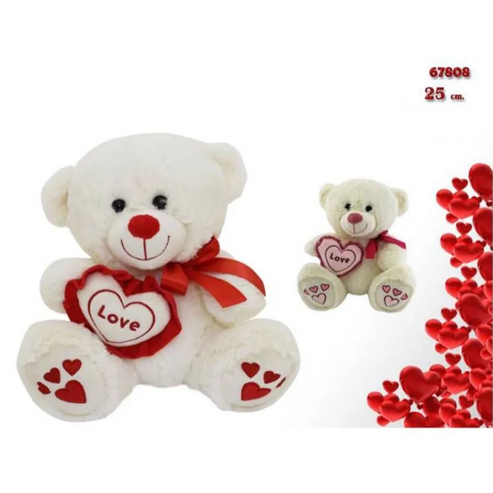 ORSO CON CUORE LOVE E FIOCCO 25 CM PELUCHE PUPAZZO SAN VALENTINO 2 COLORI 67808