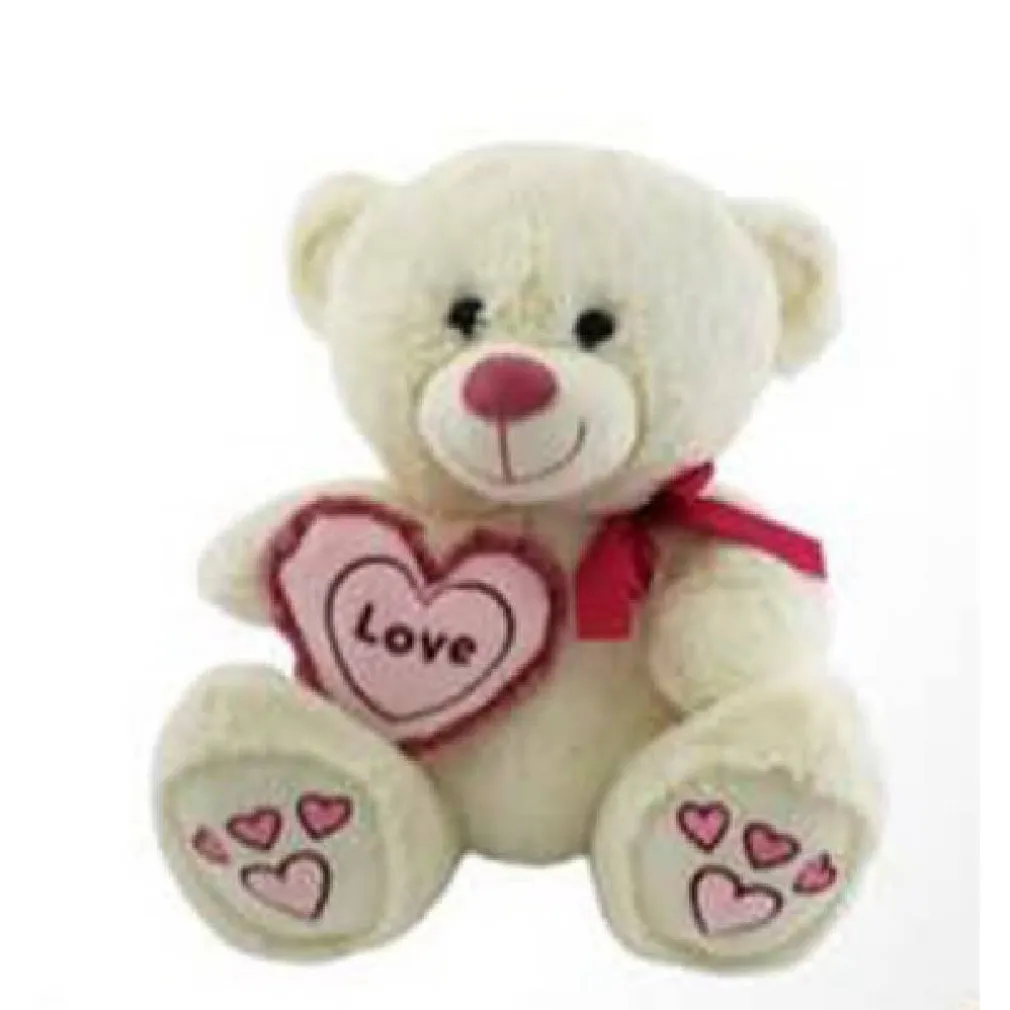 ORSO CON CUORE LOVE E FIOCCO 25 CM PELUCHE PUPAZZO SAN VALENTINO 2 COLORI 67808