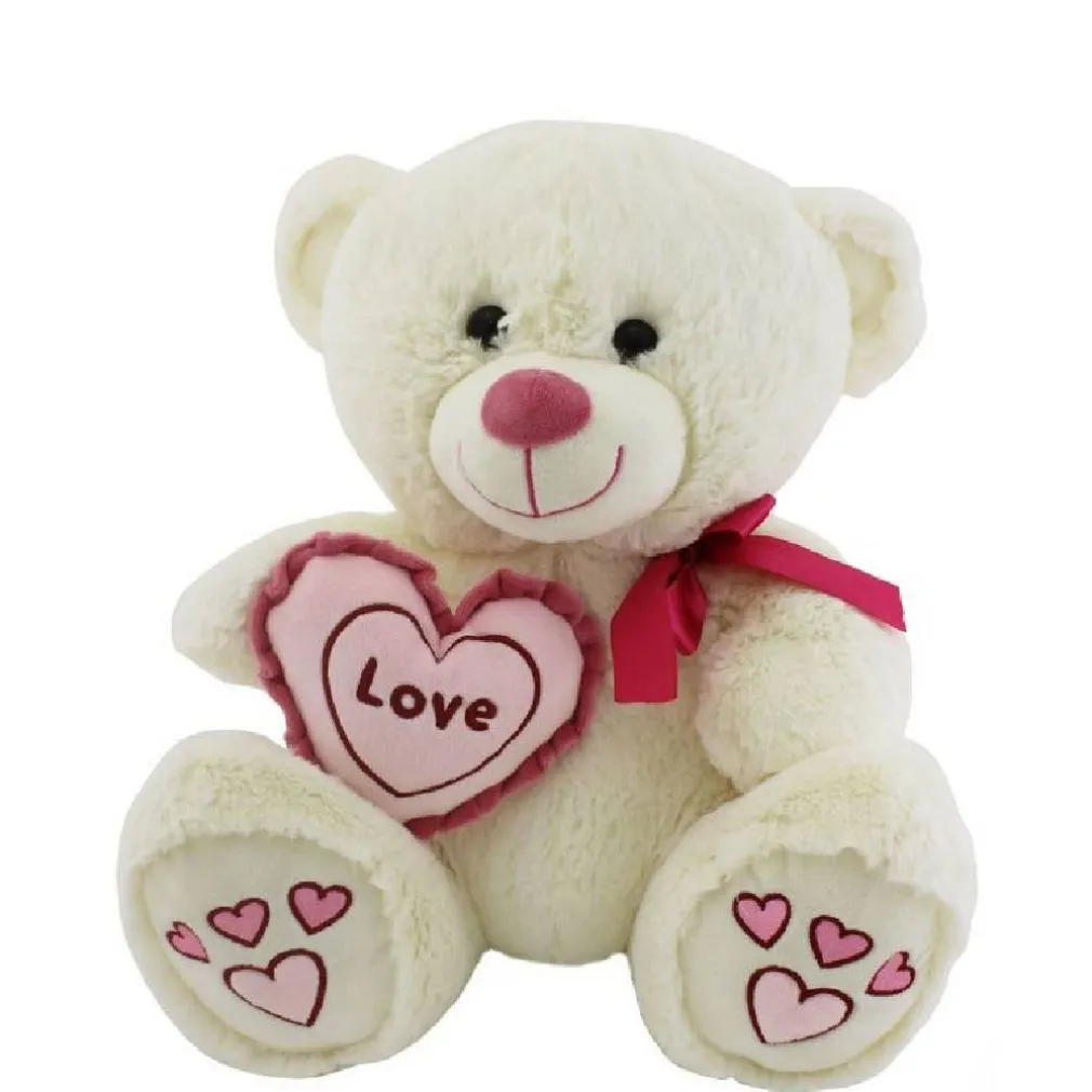 ORSO CON CUORE LOVE FIOCCO 35CM PELUCHE ORSACCHIOTTO SAN VALENTINO 2 COLORI 67815