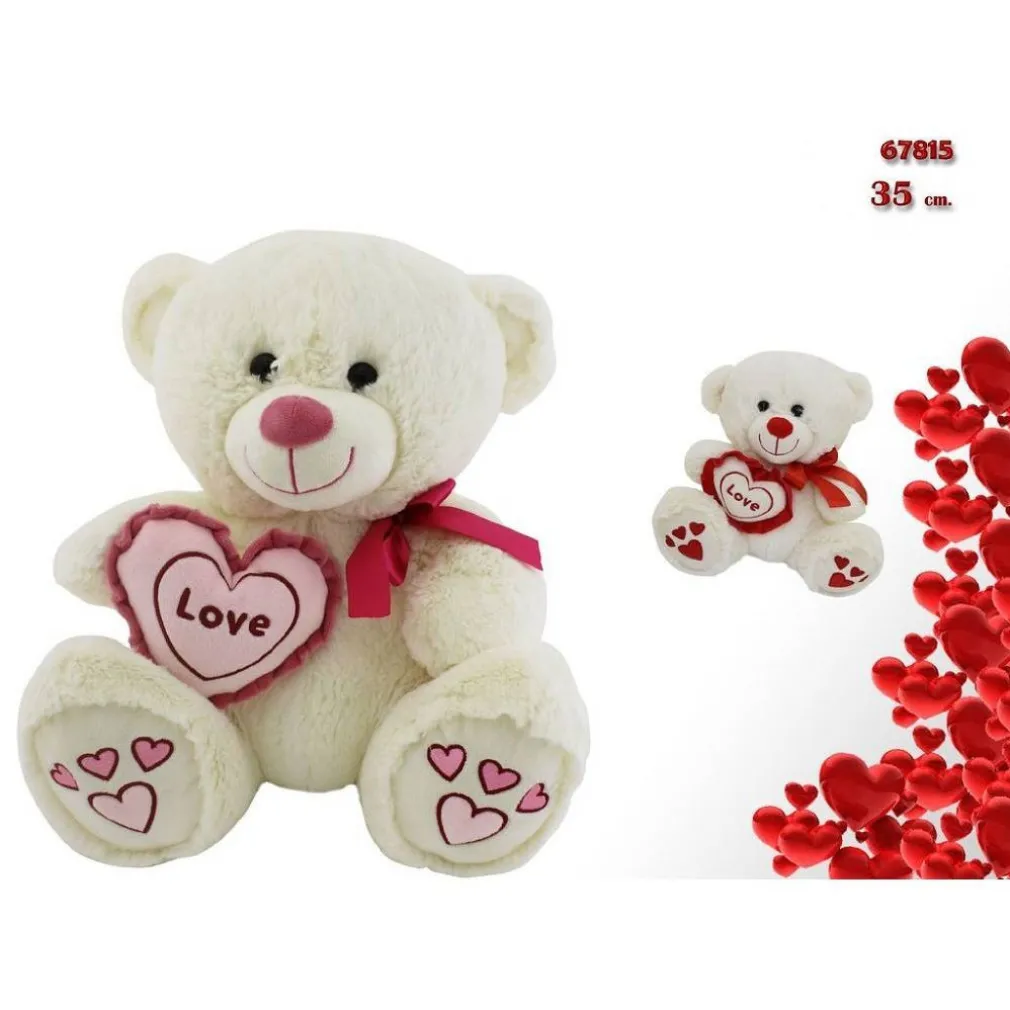 ORSO CON CUORE LOVE FIOCCO 35CM PELUCHE ORSACCHIOTTO SAN VALENTINO 2 COLORI 67815
