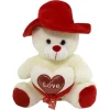 ORSO IN PELUCHE CON CUORE LOVE CAPPELLO PUPAZZO REGALO SAN VALENTINO 35 CM 67921