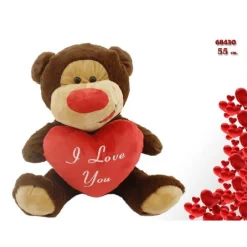 ORSO IN PELUCHE CON CUORE ROSSO "I LOVE YOU" 55 CM PUPAZZO SAN VALENTINO 68430