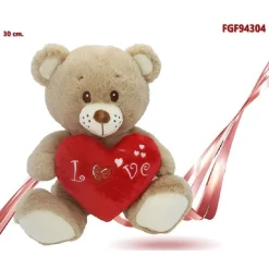 ORSO IN PELUCHE CON CUORE ROSSO "LOVE" 30 CM ORSETTO PUPAZZO SAN VALENTINO 94304