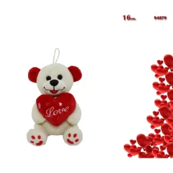 ORSO PELUCHE ORSETTO CON CUORE SCRITTA LOVE 16CM LACCIO IDEA SAN VALENTINO 94879