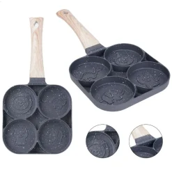 PADELLA ANTIADERENTE A 4 FORI CON ANIMALI PER PANCAKE UOVA FRITTE HAMBURGER 624385