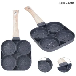 PADELLA ANTIADERENTE A 4 FORI CON ANIMALI PER PANCAKE UOVA FRITTE HAMBURGER 624385