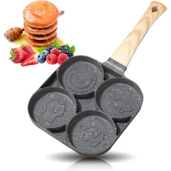 PADELLA ANTIADERENTE A 4 FORI CON ANIMALI PER PANCAKE UOVA FRITTE HAMBURGER 624385