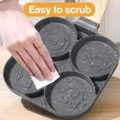 PADELLA ANTIADERENTE A 4 FORI CON ANIMALI PER PANCAKE UOVA FRITTE HAMBURGER 624385