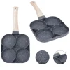 PADELLA ANTIADERENTE A 4 FORI PER UOVA PANCAKE MANICO IN LEGNO ACCESSORI CUCINA 624386