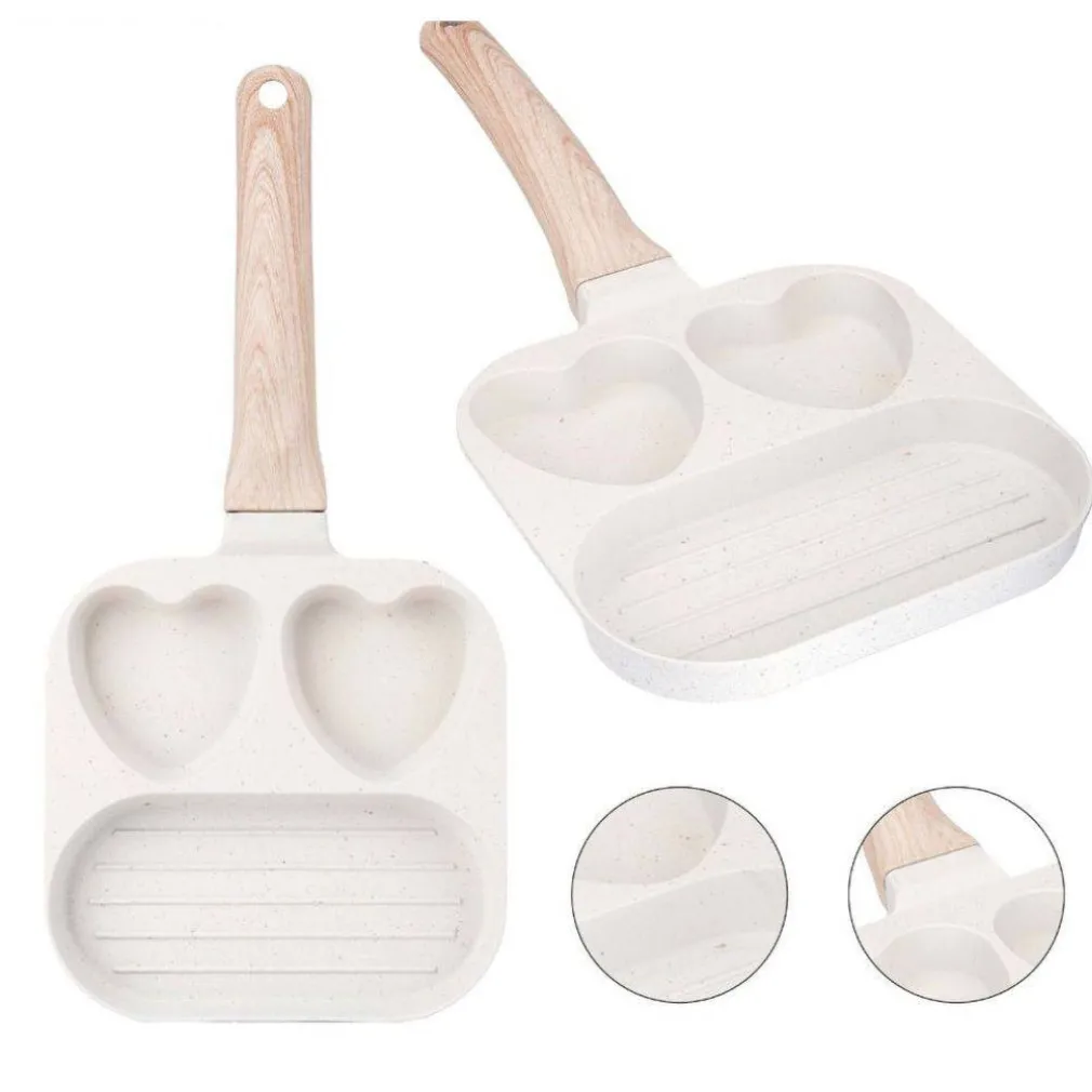 PADELLA ANTIADERENTE LOVE A TRIPLO SCOMPARTO MANICO IN BRACHELITE PER CUCINARE