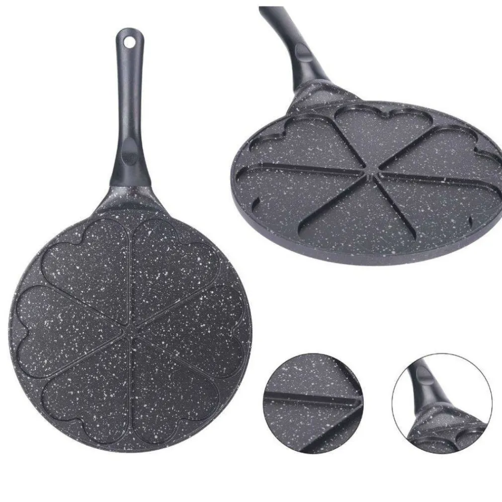 PADELLA ANTIADERENTE PER PANCAKE A 6 FORI FORMA CUORE ACCESSORI PER CUCINARE