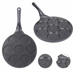 PADELLA ANTIADERENTE PER PANCAKE UOVA CIALDE CON 7 STAMPI FORME ANIMALI ROTONDE 624391