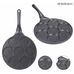PADELLA ANTIADERENTE PER PANCAKE UOVA CIALDE CON 7 STAMPI FORME ANIMALI ROTONDE 624391
