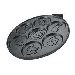 PADELLA ANTIADERENTE PER PANCAKE UOVA CIALDE CON 7 STAMPI FORME ANIMALI ROTONDE 624391