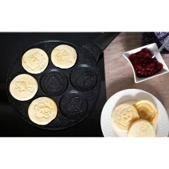 PADELLA ANTIADERENTE PER PANCAKE UOVA CIALDE CON 7 STAMPI FORME ANIMALI ROTONDE 624391