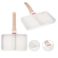 PADELLA ANTIADERENTE PER A DOPPIO SCOMPARTO MANICO IN BRACHELITE PER CUCINARE