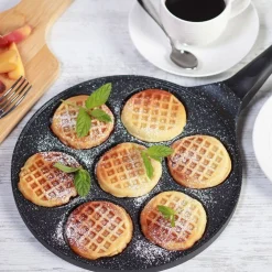 PADELLA ANTIADERENTE PER WAFFLE A 7 CIALDE ROTONDE ACCESSORI PER CUCINARE CASA