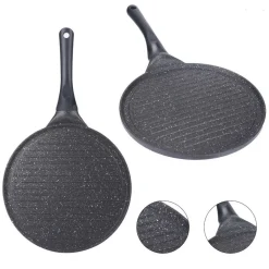 PADELLA ANTIADERENTE PIASTRA GRIGLIA TONDA PER CARNE VERDURE NERA ACCESSORI CUCINA 624390