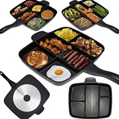 PADELLA BISTECCHIERA PIASTRA PER COTTURE SEPARATE DIVISORI 5 IN 1 ANTIADERENTE