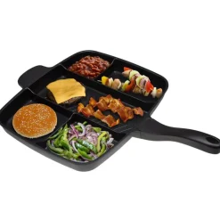 PADELLA BISTECCHIERA PIASTRA PER COTTURE SEPARATE DIVISORI 5 IN 1 ANTIADERENTE