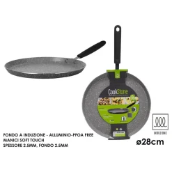 PADELLA CREPES ⌀28CM IN ALLUMINIO PRESSOFUSO ANTIADERENTE EFFETTO PIETRA INDUZIONE