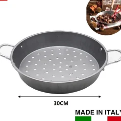 PADELLA CUOCI CASTAGNE IN ACCIAIO 2 MANICI IN METALLO PER COTTURA A GAS O BRACE