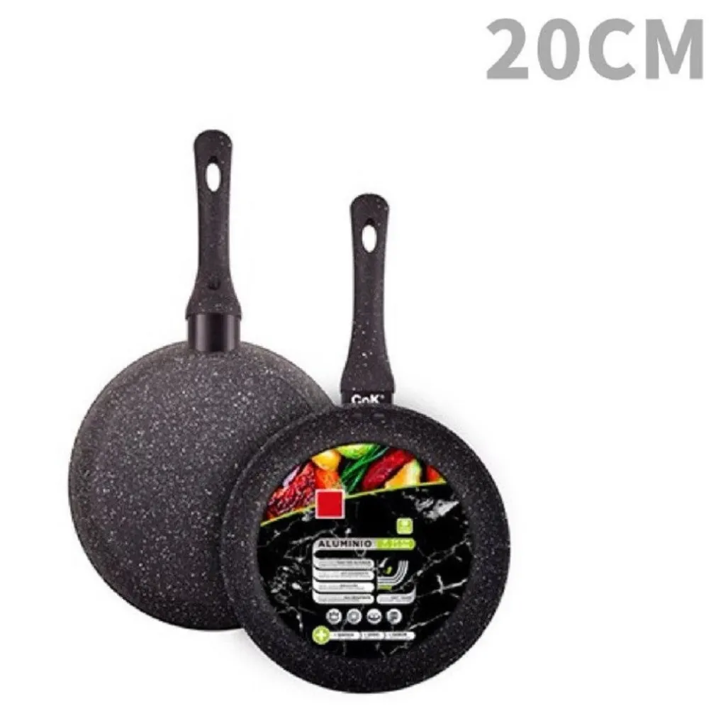 PADELLA IN ALLUMINIO CON RIVESTIMENTO ANTIADERENTE EFFETTO PIETRA NERO DA Ø20 A 32CM