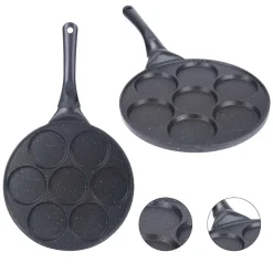 PADELLA MULTIFUNZIONE PER PANCAKE FRITTELLE NERO A 7 FORI STAMPI ANTIADERENTE 62432