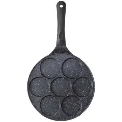 PADELLA MULTIFUNZIONE PER PANCAKE FRITTELLE NERO A 7 FORI STAMPI ANTIADERENTE 62432