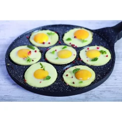 PADELLA MULTIFUNZIONE PER PANCAKE FRITTELLE NERO A 7 FORI STAMPI ANTIADERENTE 62432