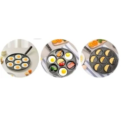 PADELLA MULTIFUNZIONE PER PANCAKE FRITTELLE NERO A 7 FORI STAMPI ANTIADERENTE 62432