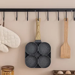 PADELLA PANCAKE 4 SCOMPARTI IN LEGA DI ALLUMINIO ANTIADERENTE CON MANICO LEGNO