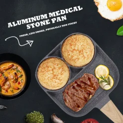 PADELLA PANCAKE 3 SCOMPARTI IN LEGA DI ALLUMINIO ANTIADERENTE PER CUOCERE 3 IN 1