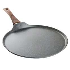 PADELLA PIASTRA CREPIERA ANTIADERENTE Ø32CM UOVO FRITTO PER INDUZIONE MANICO LEGNO 043204M