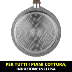 PADELLA PIASTRA CREPIERA ANTIADERENTE Ø32CM UOVO FRITTO PER INDUZIONE MANICO LEGNO 043204M
