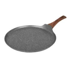 PADELLA PIASTRA CREPIERA ANTIADERENTE Ø32CM UOVO FRITTO PER INDUZIONE MANICO LEGNO 043204M