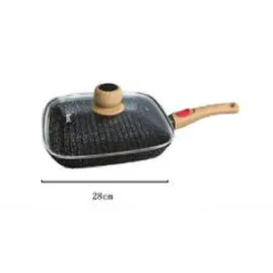 PADELLA QUADRATA CON MANICO COPERCHIO 28CM 1,86LT PER PIANO COTTURA ALIMENTI T-9479