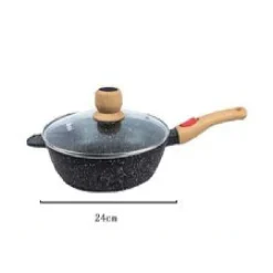 PADELLA TONDA T-9476 CUCINA 24CM 2.75LT CON MANICO COPERCHIO PER PIANO COTTURA