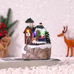 PAESAGGIO STATUETTE TEMA DECORAZIONE NATALE DA 15 CM CON LUCE A LED VARI MODELLI