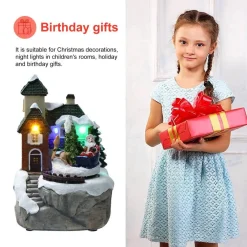 PAESAGGIO STATUETTE TEMA DECORAZIONE NATALE DA 15 CM CON LUCE A LED VARI MODELLI