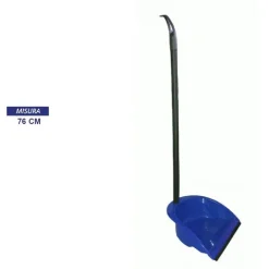 PALA PALETTA IN PLASTICA ALZASPORCO CON MANICO FISSO PULIRE CASA CON GOMMA BLU