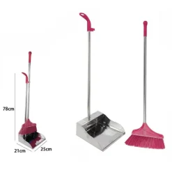PALETTA IN ACCIAIO 78 X 21 X 25 CM + SCOPA PULIZIA CASA UFFICIO GANCIO 69550