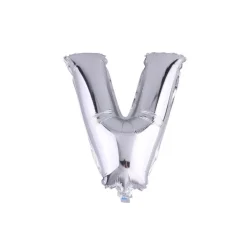 PALLONCINO GONFIABILE ELIO LETTERA V ARGENTO 35 CM COMPLEANNO FESTA PARTY CASA
