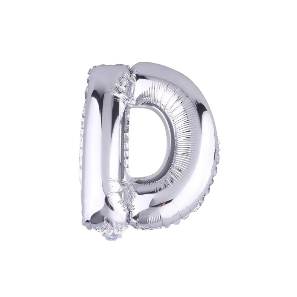 PALLONCINO GONFIABILE ELIO LETTERA D ARGENTO 35 CM COMPLEANNO FESTA PARTY CASA