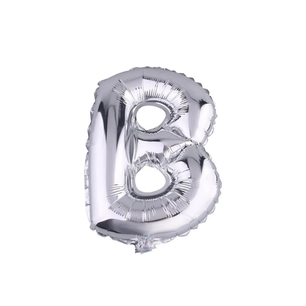 PALLONCINO GONFIABILE ELIO LETTERA B ARGENTO 35 CM COMPLEANNO FESTA PARTY CASA