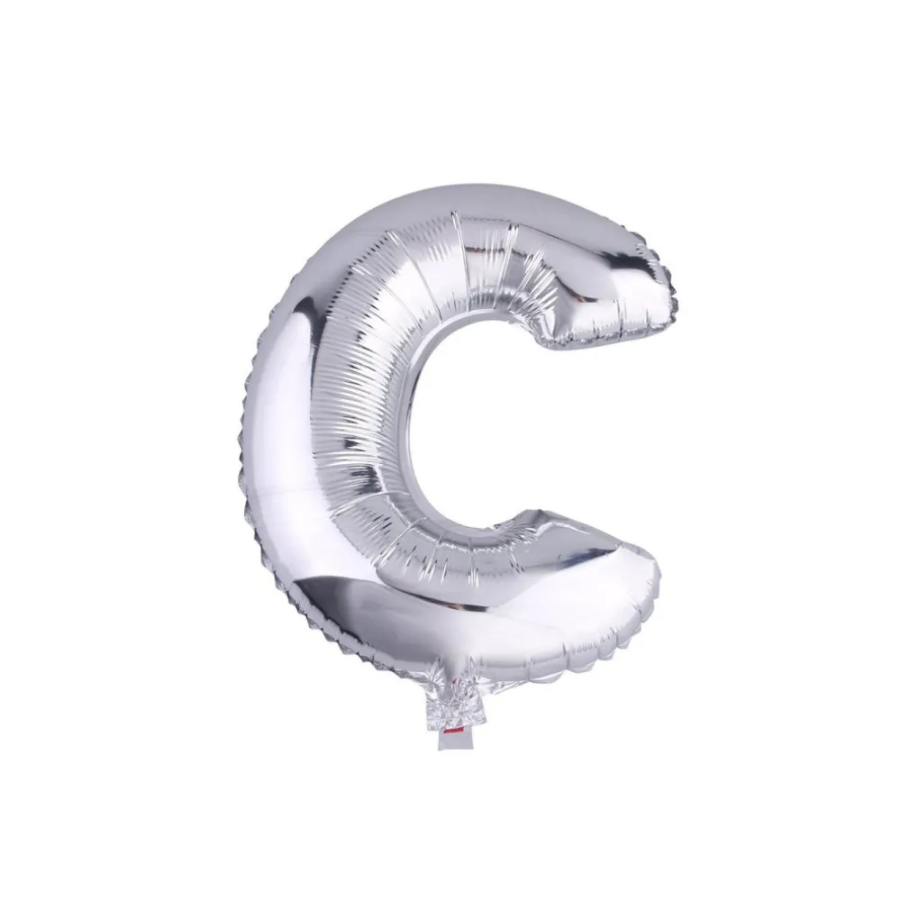PALLONCINO GONFIABILE ELIO LETTERA C ARGENTO 35 CM COMPLEANNO FESTA PARTY CASA