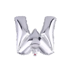 PALLONCINO GONFIABILE ELIO LETTERA W ARGENTO 35 CM COMPLEANNO FESTA PARTY CASA
