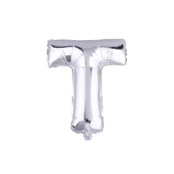 PALLONCINO GONFIABILE ELIO LETTERA T ARGENTO 35 CM COMPLEANNO FESTA PARTY CASA